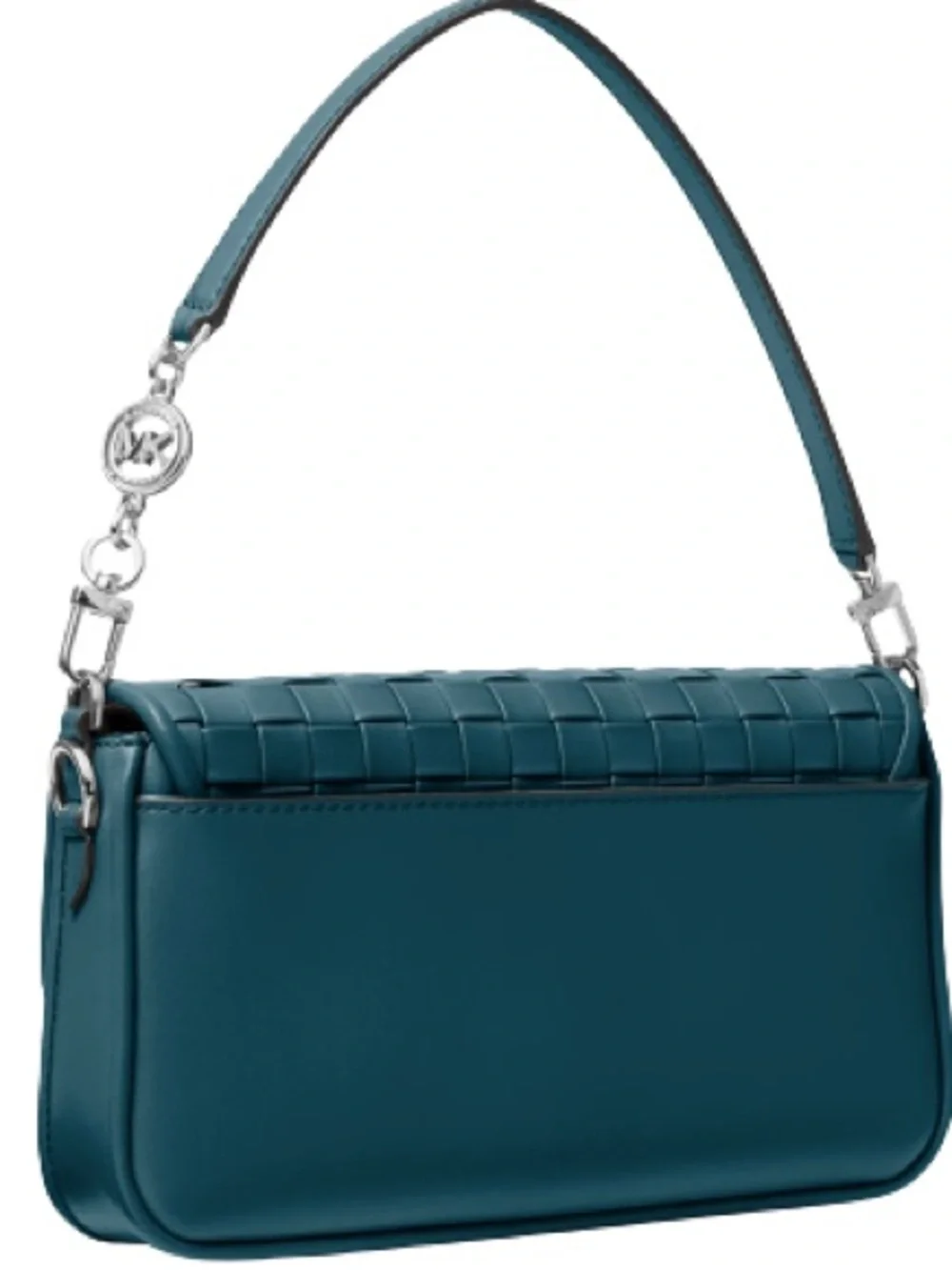 Michael Kors Teal Woven Leather Shoulder Bag